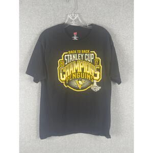 Hanes Pittsburgh Penguins Stanley Cup Champion Sports T Shirt Men's Size L Black